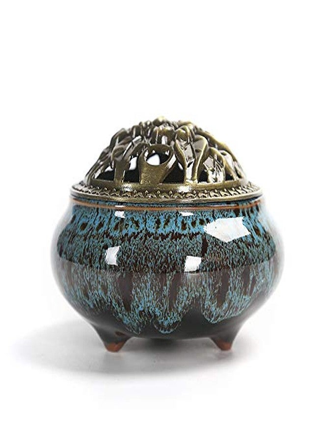 RchNow Ceramic Incense Burner, Coil Cone Stick Incense Burner Holder, Home Ornaments Incense Seat, Disc Censer Zen Decor (Fambe Blue) - Image 1